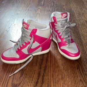 Nike platform pink and grey sneakers